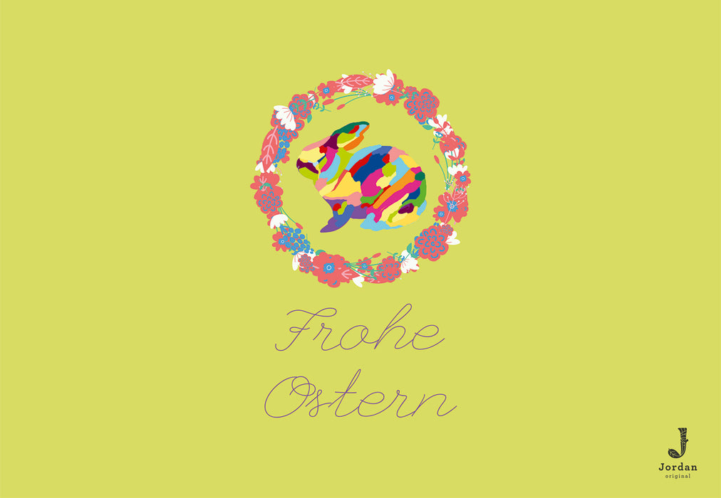 Jordan Original - Geschenkbox - Frohe Ostern Bunt - umweltfreundlicher Graspapier Karton 425 x 380 x 145mm (zB. Platz für mind. drei Flaschen)