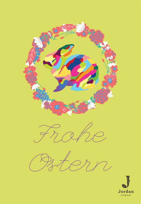 Jordan Original - Geschenkbox - Frohe Ostern Bunt - umweltfreundlicher Graspapier Karton 340 x 190 x 100mm (zB. Platz für zwei Flaschen)