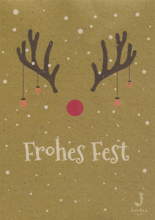 Jordan Original - Geschenkbox - Frohes Fest - umweltfreundlicher Graspapier Karton 340 x 190 x 100mm (zB. Platz für zwei Flaschen)