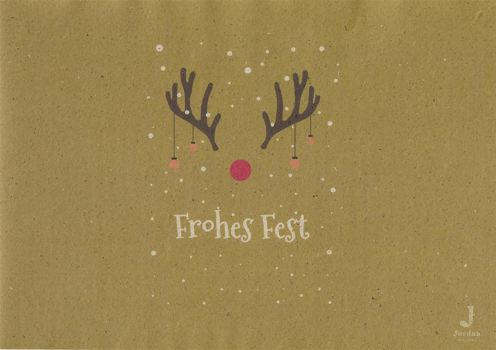 Jordan Original - Geschenkbox - Frohes Fest - umweltfreundlicher Graspapier Karton 425 x 380 x 145mm (zB. Platz für mind. drei Flaschen)