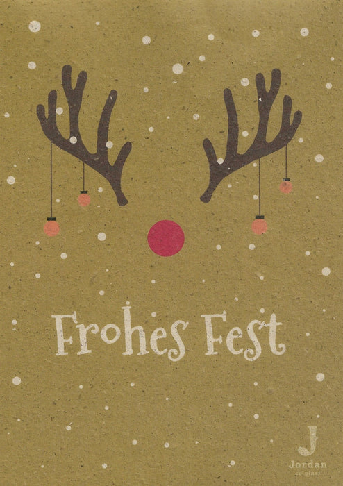 Jordan Original - Geschenkbox - Frohes Fest - umweltfreundlicher Graspapier Karton 340 x 190 x 100mm (zB. Platz für zwei Flaschen)