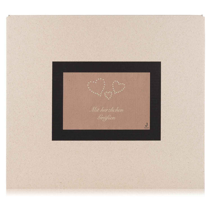 Jordan Original - Geschenkbox - Mit Herzlichen Grüßen - umweltfreundlicher Graspapier Karton 425 x 380 x 145mm (zB. Platz für mind. drei Flaschen)