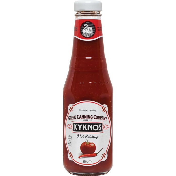 KYKNOS S.A. Greek Canning - Fruchtiger Tomaten Ketchup aus Griechenland - leicht scharf - 6er Pack - 6x 330g Flasche