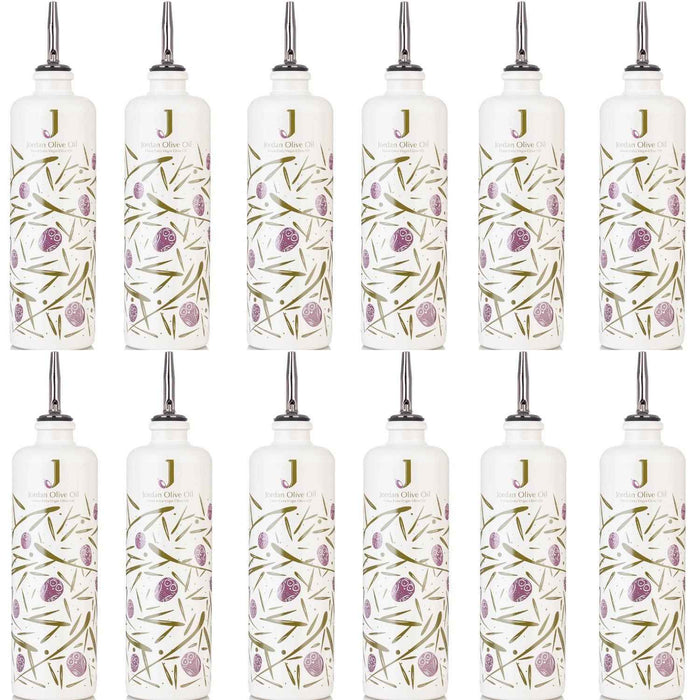 Jordan Keramikflasche - bunte Symbole inkl. Ausgießer - 500ml Fassungsvermögen - 12er Gebinde