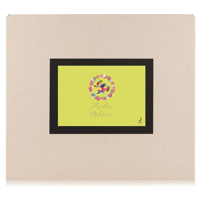 Jordan Original - Geschenkbox - Frohe Ostern Bunt - umweltfreundlicher Graspapier Karton 425 x 380 x 145mm (zB. Platz für mind. drei Flaschen)