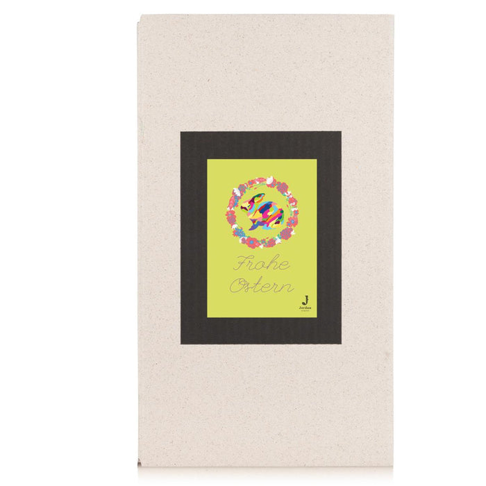 Jordan Original - Geschenkbox - Frohe Ostern Bunt - umweltfreundlicher Graspapier Karton 340 x 190 x 100mm (zB. Platz für zwei Flaschen)