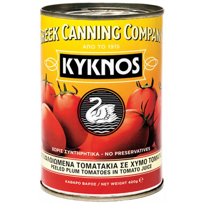 KYKNOS S.A. Greek Canning - Ganze Geschälte Tomaten (Schältomaten ) im Tomatensaft aus Griechenland - 4er Pack (4 x 400g)