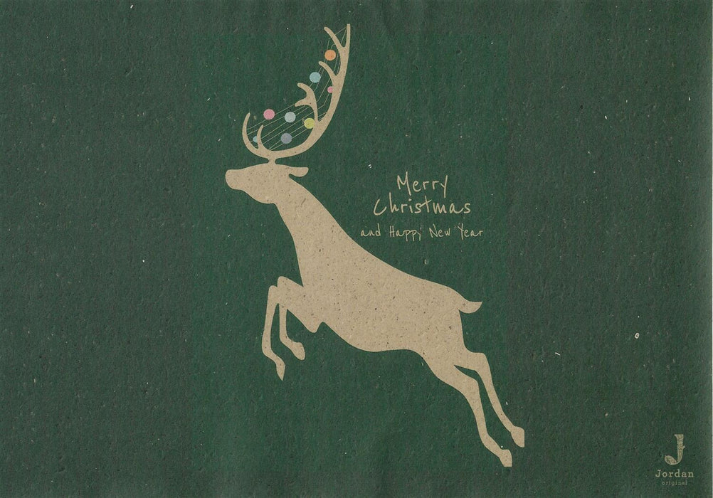 Jordan Original - Geschenkbox - Merry Christmas (Rentier) - umweltfreundlicher Graspapier Karton 425 x 380 x 145mm (zB. Platz für mind. drei Flaschen)