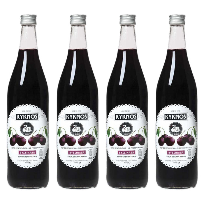 KYKNOS S.A. Greek Canning - Sauerkirschen Sirup aus Griechenland - 4er Pack - 4x 900g Flasche