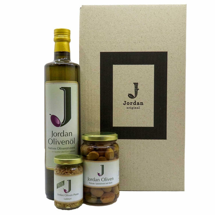 Jordan Olivenöl - Geschenkbox 25 - mit umweltfreundlichem Graspapier-Karton