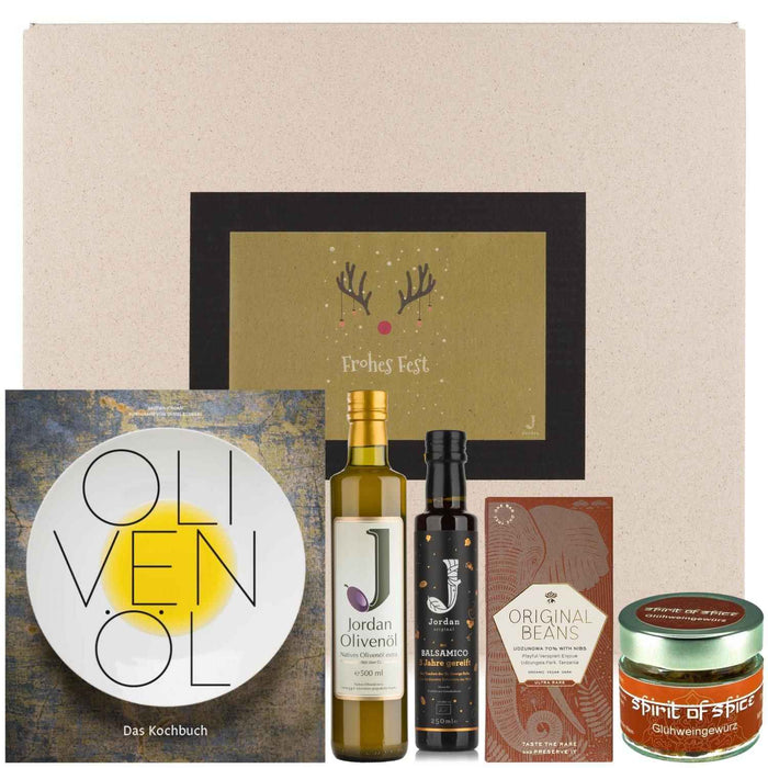 Jordan Olivenöl - Geschenkbox für Weihnachten 11 mit Grußkarte im umweltfreundlichem Graspapier-Karton