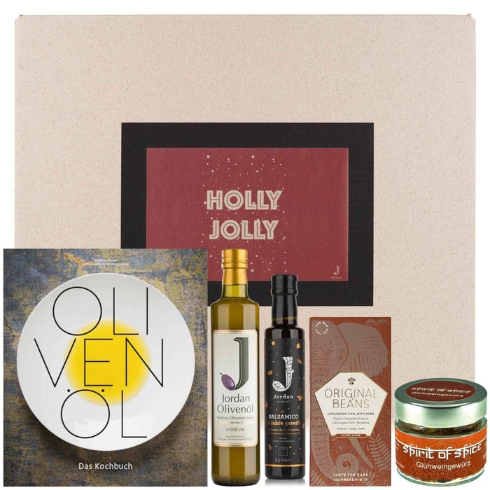 Jordan Olivenöl - Geschenkbox für Weihnachten 13 mit Grußkarte im umweltfreundlichem Graspapier-Karton