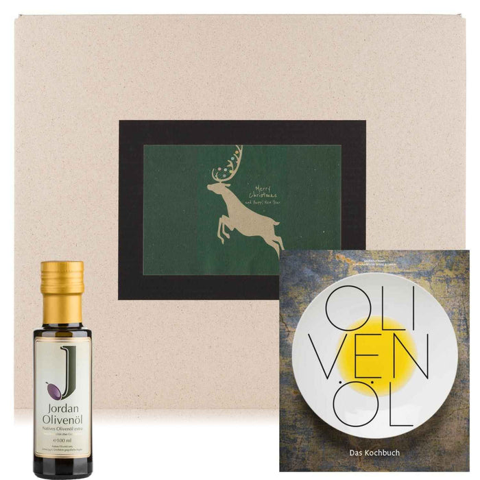 Jordan Olivenöl - Geschenkbox für Weihnachten 5 mit Grußkarte im umweltfreundlichem Graspapier-Karton
