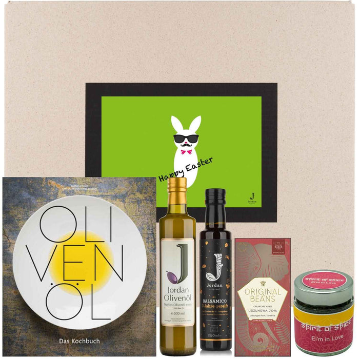 Jordan Olivenöl - Ostergeschenkbox 11 mit Grußkarte im umweltfreundlichem Graspapier-Karton