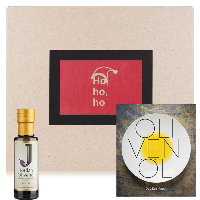 Jordan Olivenöl - Geschenkbox für Weihnachten 2 mit Grußkarte im umweltfreundlichem Graspapier-Karton